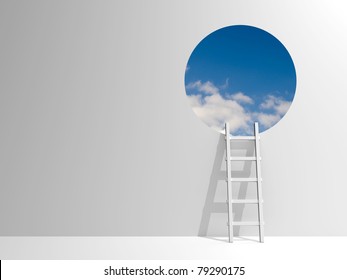Ladder leading to sky - rendered in 3d