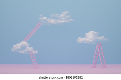 Ladder Stepladder Cloud Sky Blue Pastel Stock Illustration 1801195282