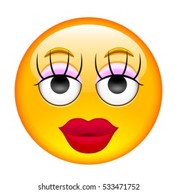 Lady Eyewink Emoticon Girl Eyewink Emoticon Stock Illustration ...