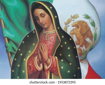 lady of guadalupe mexico saint holy faith illustration