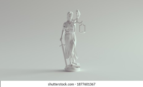 Lady Justice Statue the Personification of the Judicial System Pure White 3d illustration render
