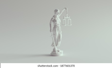 Lady Justice Statue The Personification Of The Judicial System Pure White 3d Illustration Render