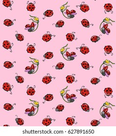 Ladybug pattern, Seamless pattern, ladybug background