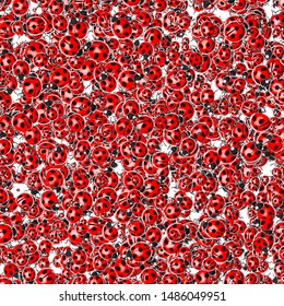 Ladybug Swarm Background / 3D Illustration Of Hundreds Of Swarming Red Cartoon Ladybugs