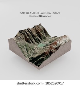 Lake Saif Ul Maluk, Mansehra District, Khyber Pakhtunkhwa, Pakistan: 3d Render Of Lake Saif Ul Maluk.