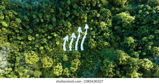 A lake in the shape of a rising graph in the middle of untouched nature symbolizing the growing interest in ecology and nature conservation. 3d rendering. - Powered by Shutterstock