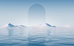 Lake And Water Surface Background, 3d Rendering. Digital Drawing.