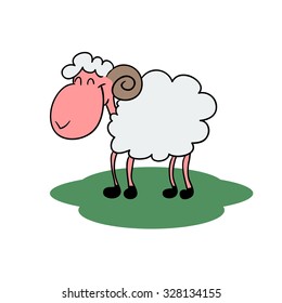 Lamb On Grass Stock Vector (Royalty Free) 329862593