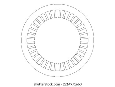 Lamination Used For Electric Motor Stator 3D Rendering