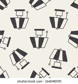 lamp doodle drawing seamless pattern background