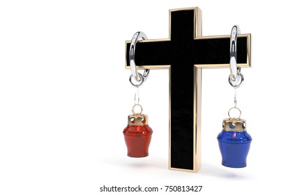 Lamps cross with religious concept of balance, 3d render - Powered by Shutterstock