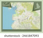 Lancashire, administrative county of England - Great Britain. Open Street Map. Locations of major cities of the region. Corner auxiliary location maps