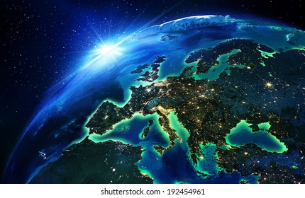 land area in Europe the night - maps elements of this image furnished by NASA
