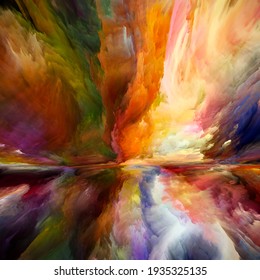Land of Awakening. Escape to Reality series. Abstract background made of surreal sunset sunrise colors and textures on the theme of landscape painting, imagination, creativity and art