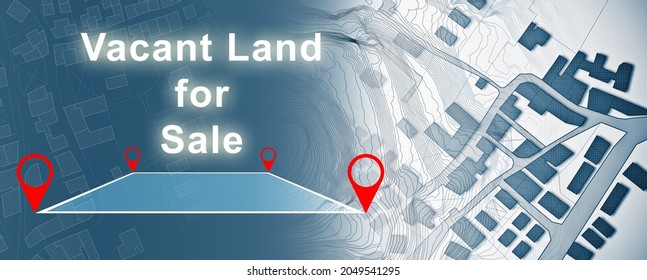 Land Management Concept With An Imaginary Cadastral Map Of Territory With A Vacant Land Available For Sale Or Building Construction
