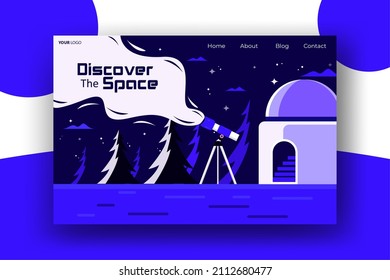 Landing Page Template Of A Telescope And Space