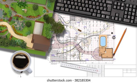 Landscape Architect Design Traditional Chinese Garden Plan.