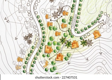 Landscape Architect Designing On Site Analysis Plan