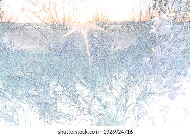 landscape with bright rays of the sun
