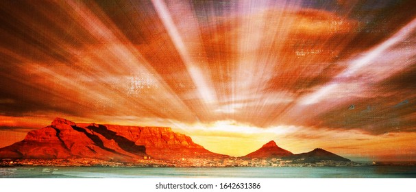 Landscape With Cape Town And Table Mountain At Sunrise