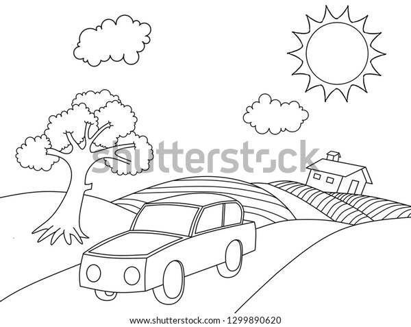 Landscape\
coloring book cartoon coloring page or\
book