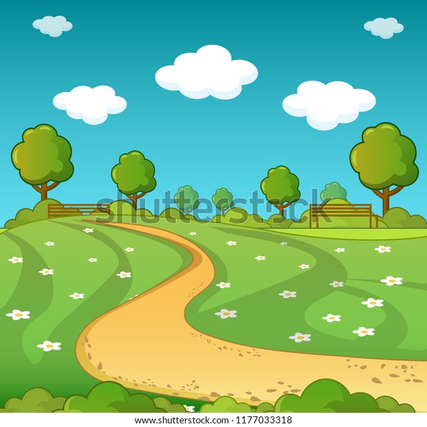 Landscape Concept Cartoon Illustration Landscape Concept Stock ...