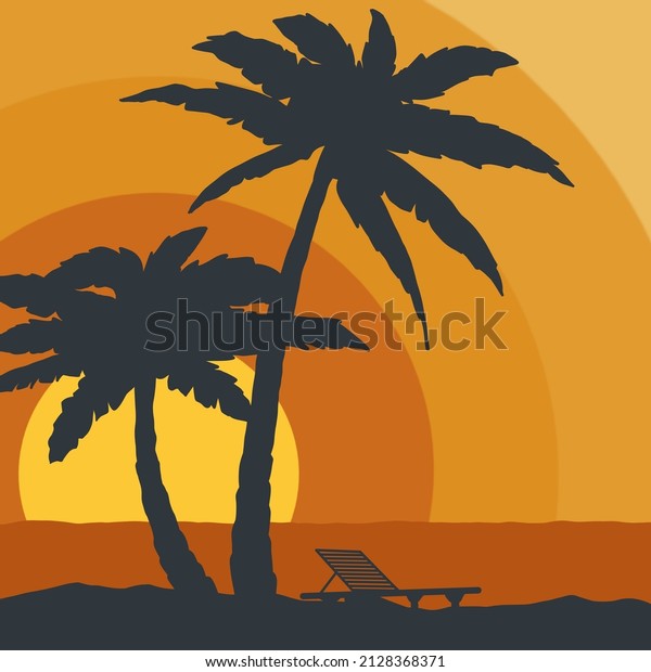 Landscape Design Featuring Coconut Trees Landscape Stock Illustration