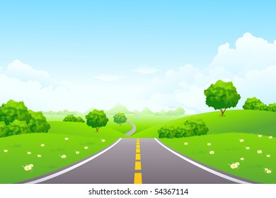 Road City Straight Empty Road Through Stock Vector (Royalty Free ...