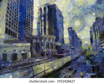 Landscape In The Heart Of Bangkok Illustrations Creates An Impressionist Style Of Painting.