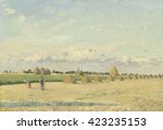 Landscape, Ile-de-France, by Camille Pissarro, 1873, French impressionist painting, oil on canvas. Pissarro preferred to finish his paintings outdoors, often at one sitting