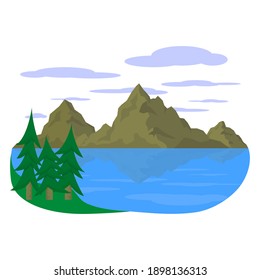 Landscape Mountains Lake Vector Illustration Stock Vector (Royalty Free ...