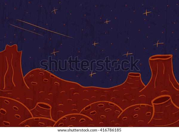 Landscape of Mars. Cartoon\
background.