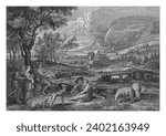 Landscape with Rainbow and Shepherds, Schelte Adamsz. Bolswert, after Peter Paul Rubens, 1596 - 1709