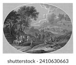 Landscape with riders and hikers, Abraham Jacobsz. Hulk, after Adam Frans van der Meulen, after Svvebac, 1766 - 1817