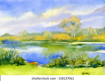 52,459 Watercolor lake Images, Stock Photos & Vectors | Shutterstock