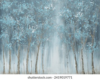 A landscape, woods, mysterious, quiet, modern style, home decoration hanging painting, oil painting