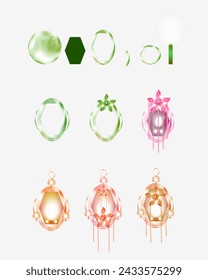Lantern Pattern: Multicolor lantern pattern,cutting work,easy making lantern with shapes and decorated with stars, vector illustration,white background.