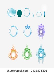 Lantern Pattern: Multicolor lantern pattern,cutting work,easy making lantern with shapes and decorated with stars, vector illustration,white background.