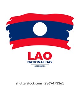 Lao National Day poster illustration. Paintbrush flag of laos icon isolated on a white background. Grunge laotian flag design element. December 2 every year. Important day - Powered by Shutterstock