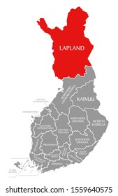 Lapland Red Highlighted In Map Of Finland