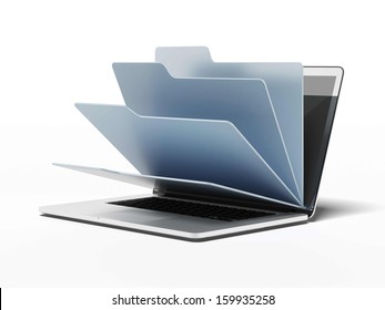 Laptop With Blue Folders