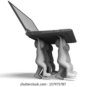 Laptop And Characters Showing Web Programming And Surfing Online