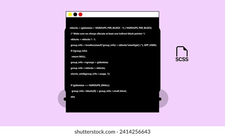 Laptop with code on screen concept for web development programming and technology.