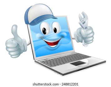Laptop computer engineer, plumber or mechanic. Could concern computer repair or maintenance 