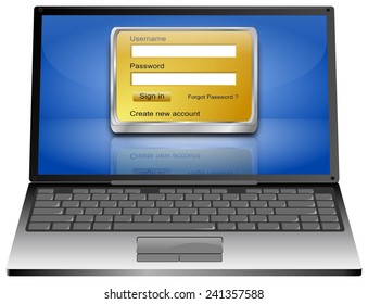 Laptop Computer with Login screen