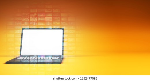 Laptop with Copy Space Empty Template Showcase 3D Render