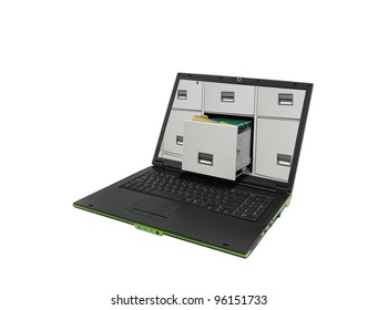 Laptop And File Cabinet Folder