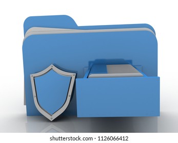 Laptop Folder Shield Isolated 3d Rendering Stock Illustration ...