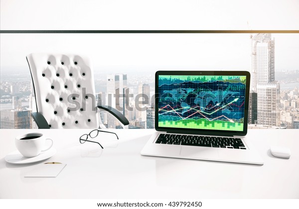 Laptop Forex Chart On White Office Stock Illustration 439792450 - 