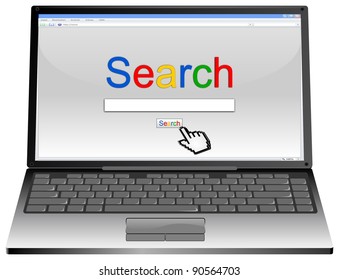 Laptop with Internet Search engine browser window